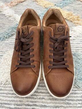 Born Brown Leather Low-Top Sneakers with White Sole - ALLEGHENY